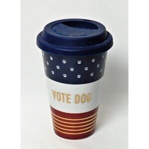 VOTE DOG Ceramic Mug with Lid by DOGHAUS
